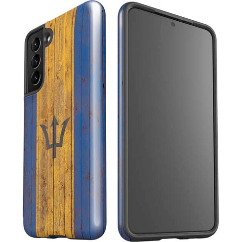 Barbados Flag Dark Wood Galaxy S21 5G Pro Case